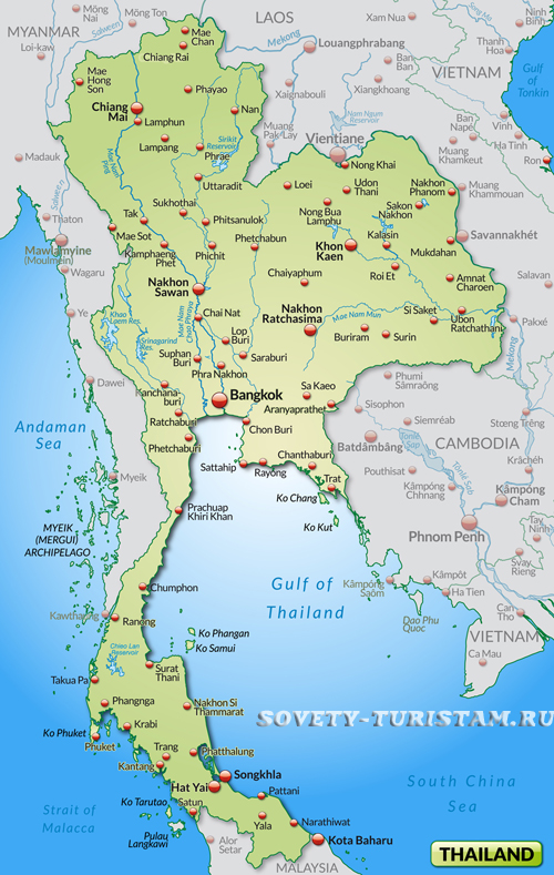 Карта Тайланда кликабельна